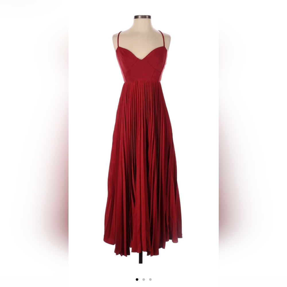 ANTHROPOLOGIE MAROON MAXI MIDI PLEATED XS EXTRA SMALL DRESS